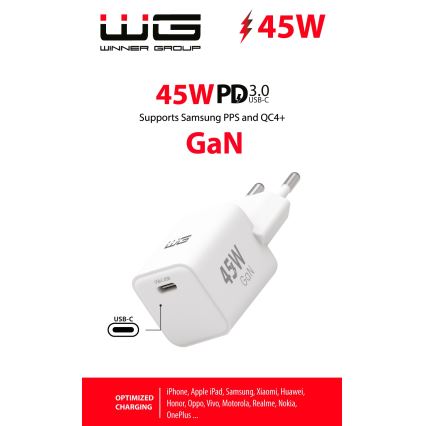 Winner Group - Adapter za hitro polnjenje 1xUSB-C Power Delivery 45W bela