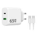 Winner Group - Adapter za hitro polnjenje 2xUSB PD 65W + USB kabel USB-C / USB-C 1m