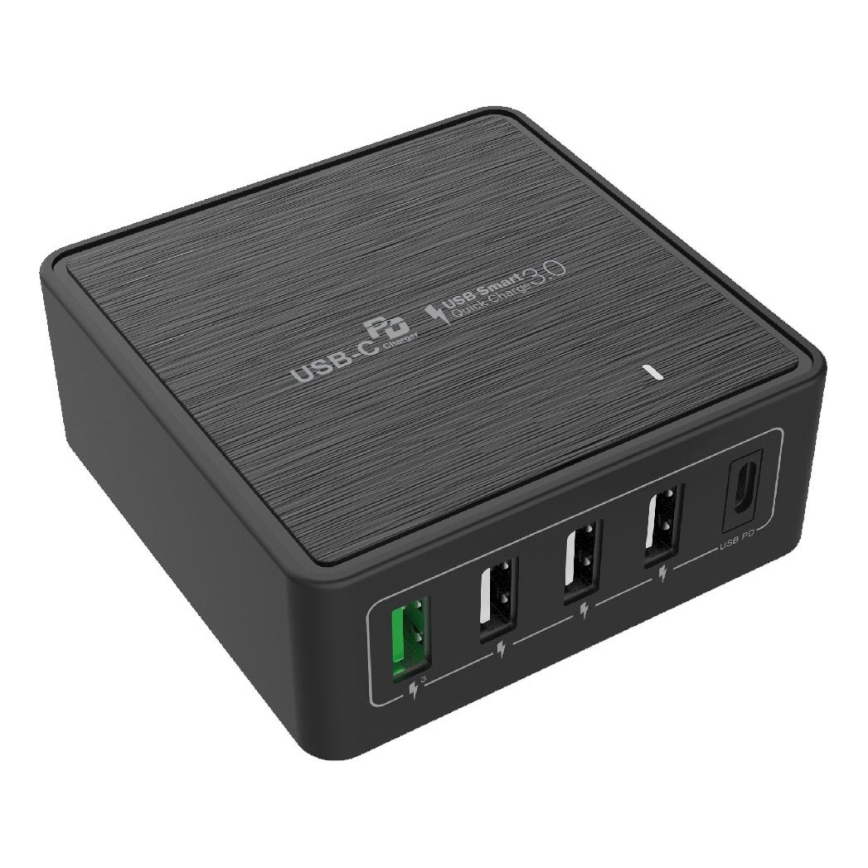 Winner Group - Adapter za hitro polnjenje 5xUSB-C Power Delivery 60W črna