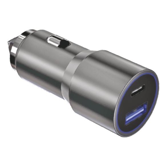 Winner Group - Avto polnilnik 1xUSB-C + 1xUSB-A Power Delivery 58,5W srebrna
