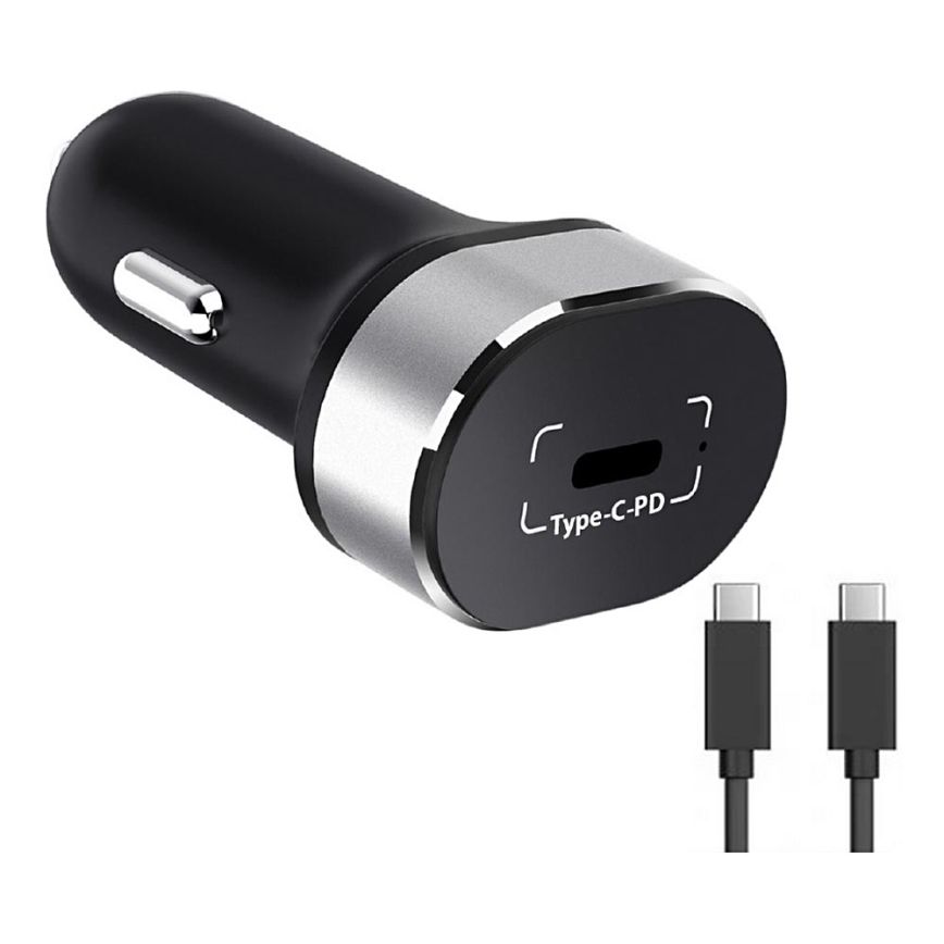 Winner Group - Avto polnilnik 1xUSB-C Power Delivery 20W + USB kabel USB-C / USB-C 1 m črna