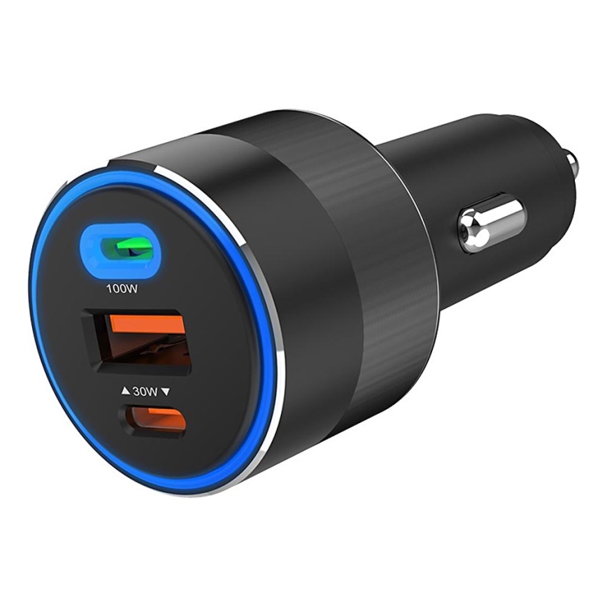Winner Group - Avto polnilnik 2xUSB-C + 1xUSB-A Power Delivery 130W črna