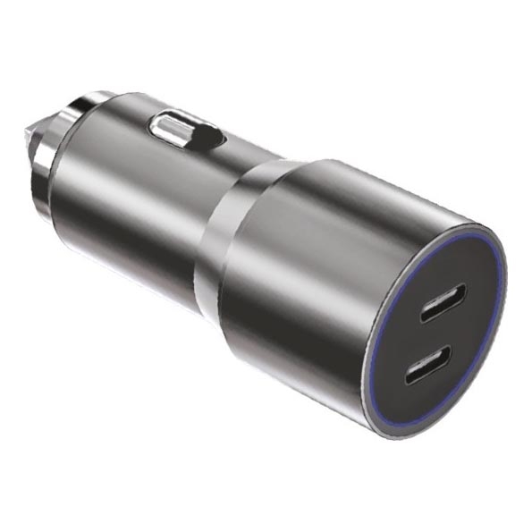 Winner Group - Avto polnilnik 2xUSB-C Power Delivery 60W srebrna