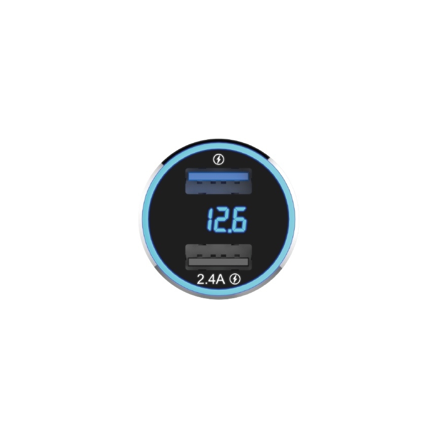 Winner Group - Avto polnilnik s zaslon 2xUSB-A Power Delivery 30W črna