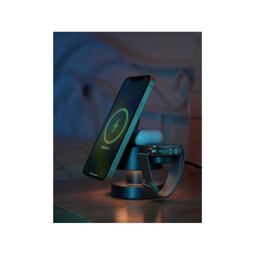 Winner Group - Brezžični polnilec 4v1 MUSH8OOM 27W antracit