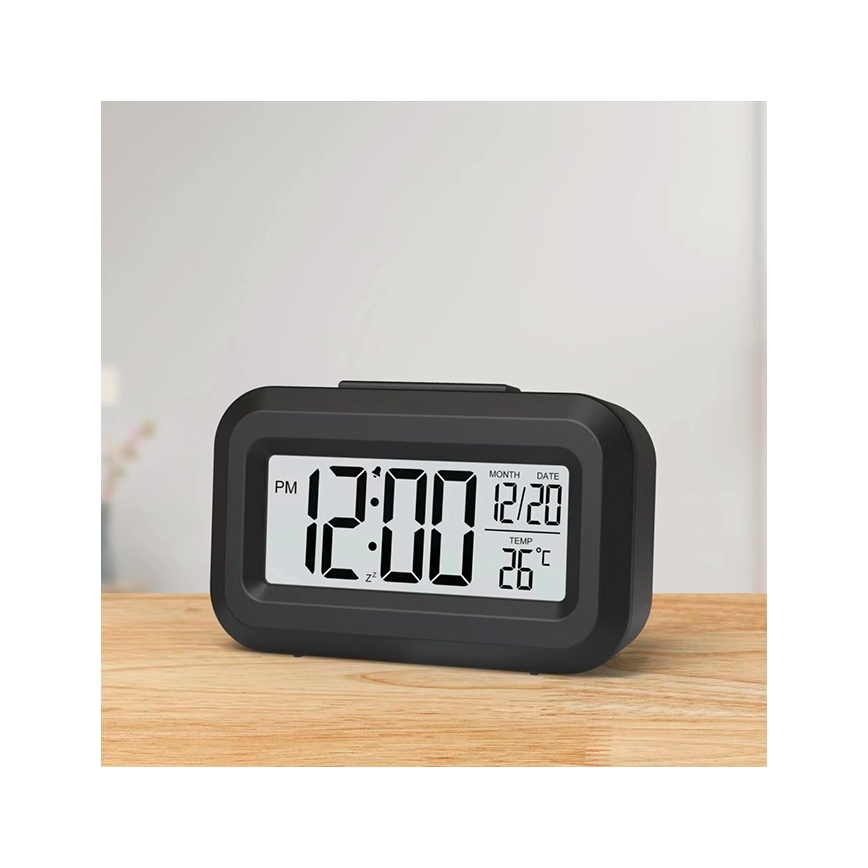 Winner Group - Budilka z LCD zaslonom in termometer 2xAAA črna
