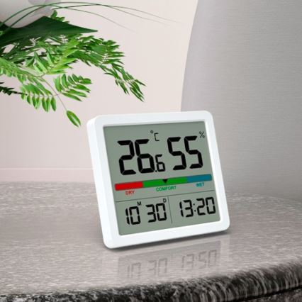 Winner Group - Digitalni termometer z LCD zaslonom in merilnik vlažnosti 2xCR2032 bela