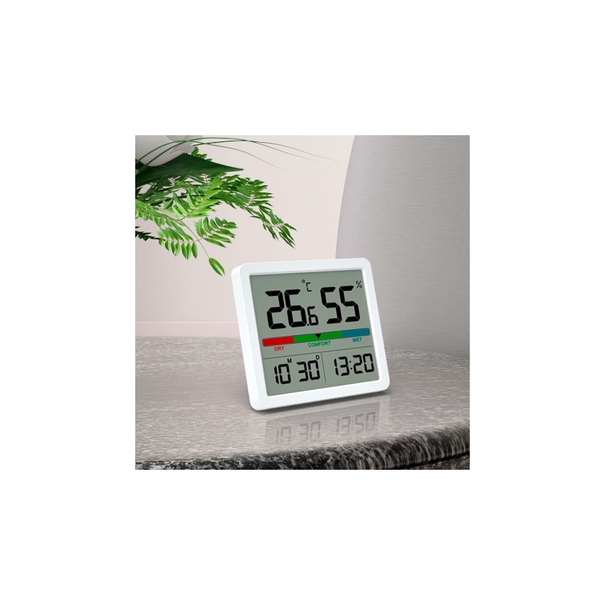 Winner Group - Digitalni termometer z LCD zaslonom in merilnik vlažnosti 2xCR2032 bela