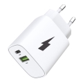 Winner Group - Hitri polnilni adapter 1x USB-C + 1x USB-A Power Delivery 20 W bela