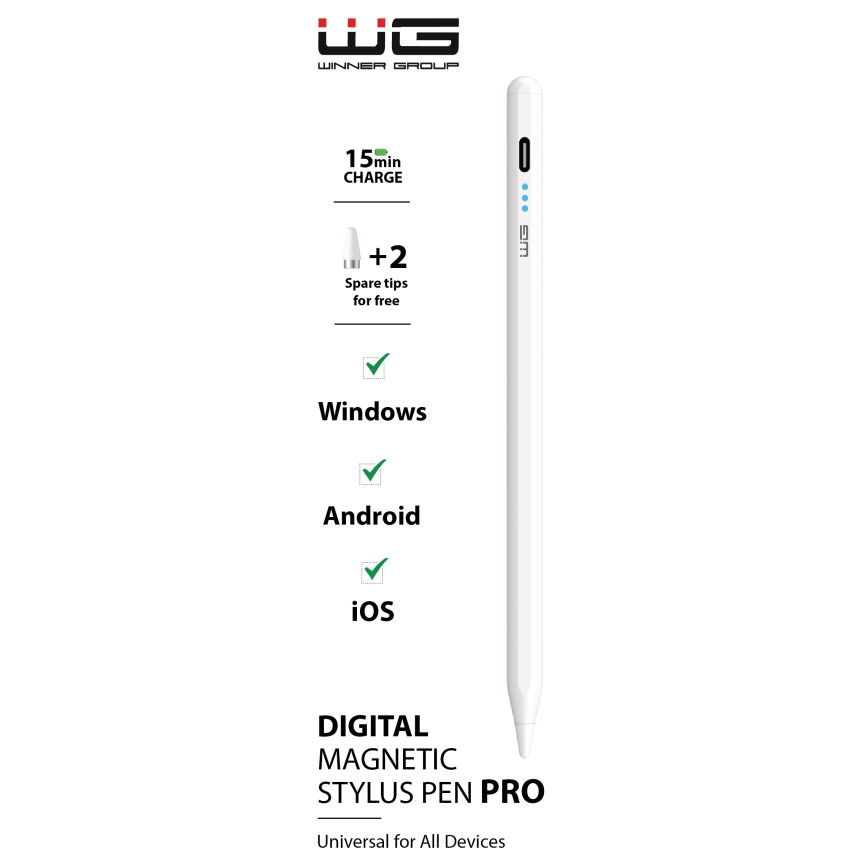 Winner Group - Magnetno kapacitivno pisalo stylus bela 100 mAh