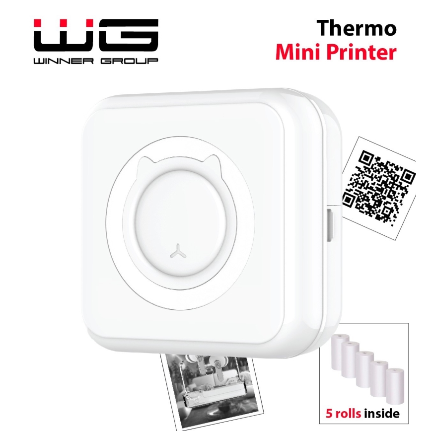 Winner Group - Mini termalni tiskalnik 800 mAh bela