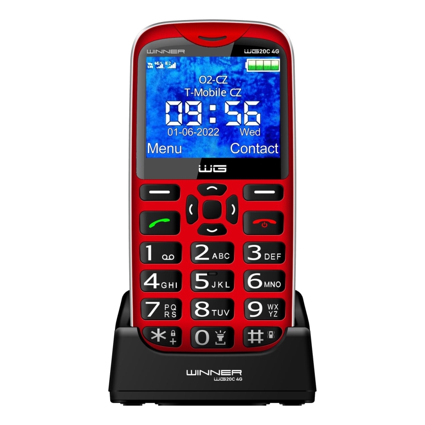 Winner Group - Mobilni telefon za starejše 1600 mAh rdeča