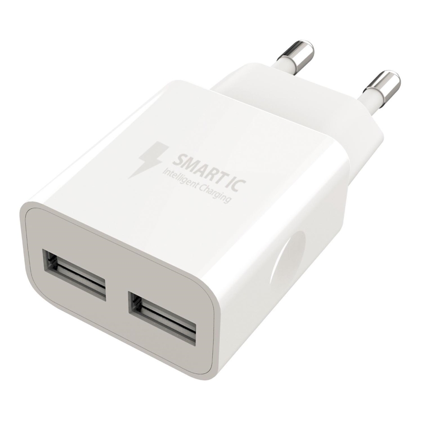 Winner Group - Polnilni adapter 2xUSB-A 12W bela