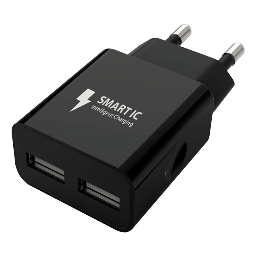 Winner Group - Polnilni adapter 2xUSB-A 12W črna