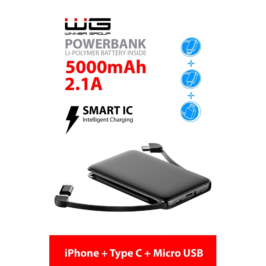 Winner Group - Power Bank 5000 mAh črna