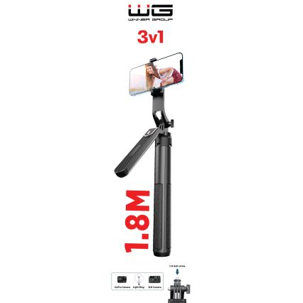 Winner Group - Selfie stick 3v1 s stojalom 55 mAh 180 cm črna
