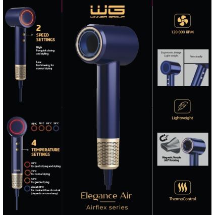 Winner Group - Sušilnik za lase z ionizatorjem Elegance Air 1600W/230V modra