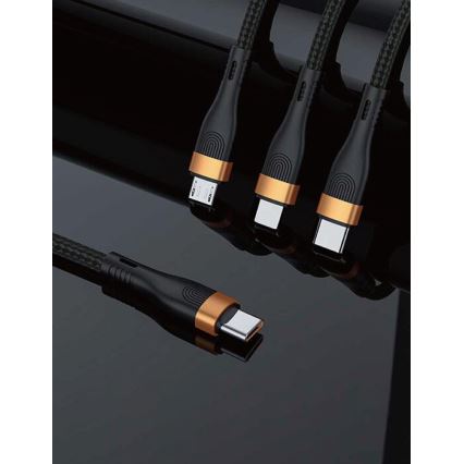 Winner Group -USB kabel 3v1 USB-C / Lightning, USB-C in Micro USB 100W 1,5m črna