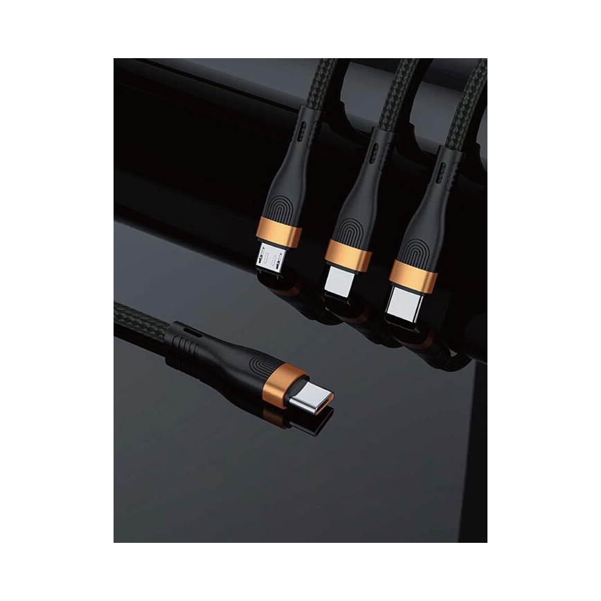 Winner Group -USB kabel 3v1 USB-C / Lightning, USB-C in Micro USB 100W 1,5m črna
