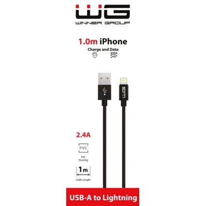 Winner Group - USB kabel Lightning / USB-A 1m črna