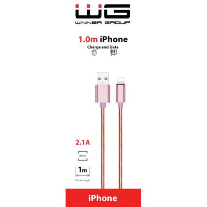 Winner Group - USB kabel Lightning / USB-A 1m roza