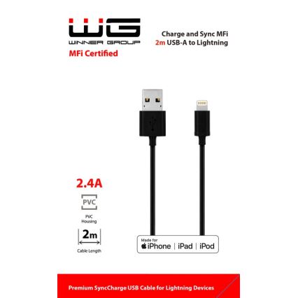Winner Group - USB kabel MFI Lightning / USB-A 2m črna