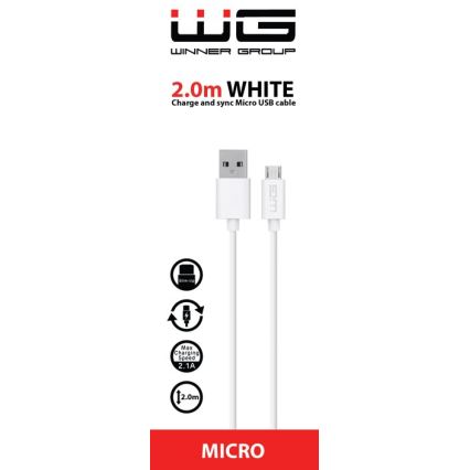 Winner Group - USB kabel Micro USB / USB-A 2m bela