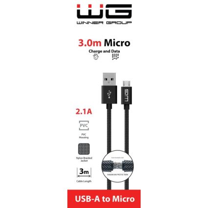 Winner Group - USB kabel Micro USB / USB-A 3m črna