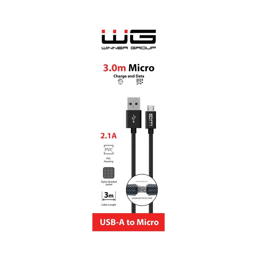 Winner Group - USB kabel Micro USB / USB-A 3m črna