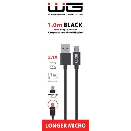 Winner Group - USB kabel podaljšano Micro USB / USB-A 1m črna