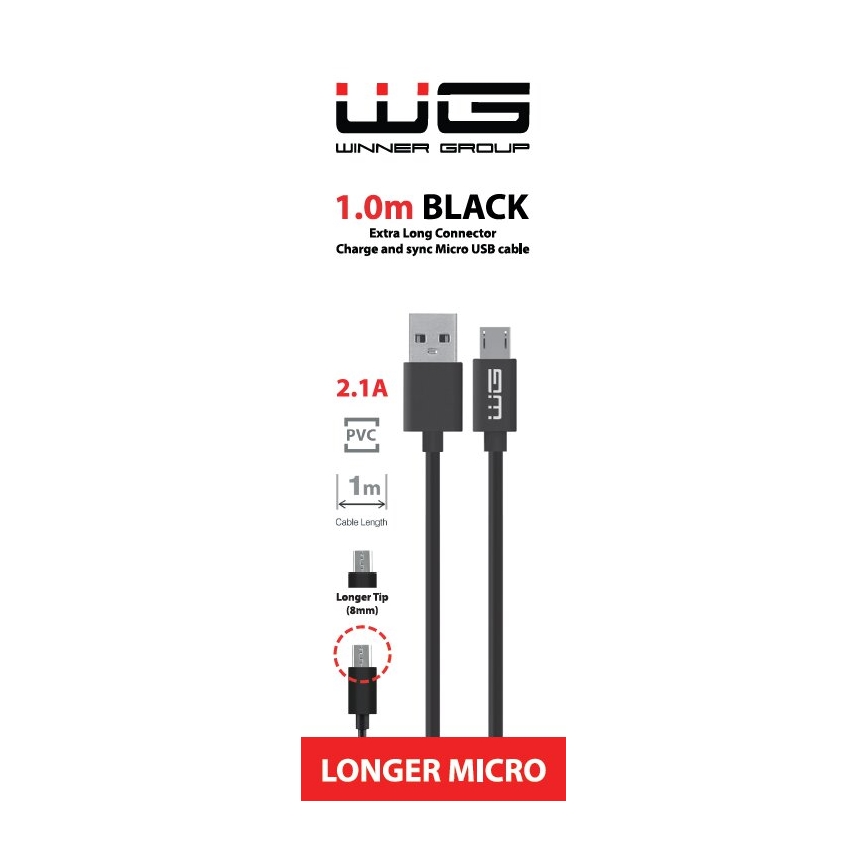 Winner Group - USB kabel podaljšano Micro USB / USB-A 1m črna