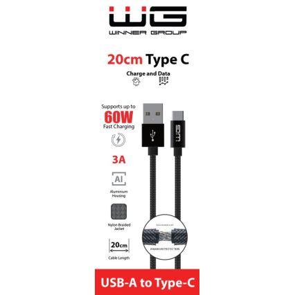 Winner Group - USB kabel USB-C / USB-A 20cm črna