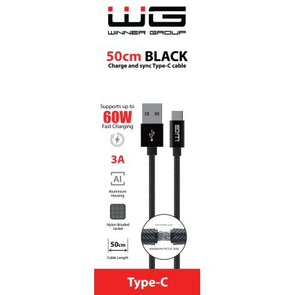 Winner Group - USB kabel USB-C / USB-A 50cm črna