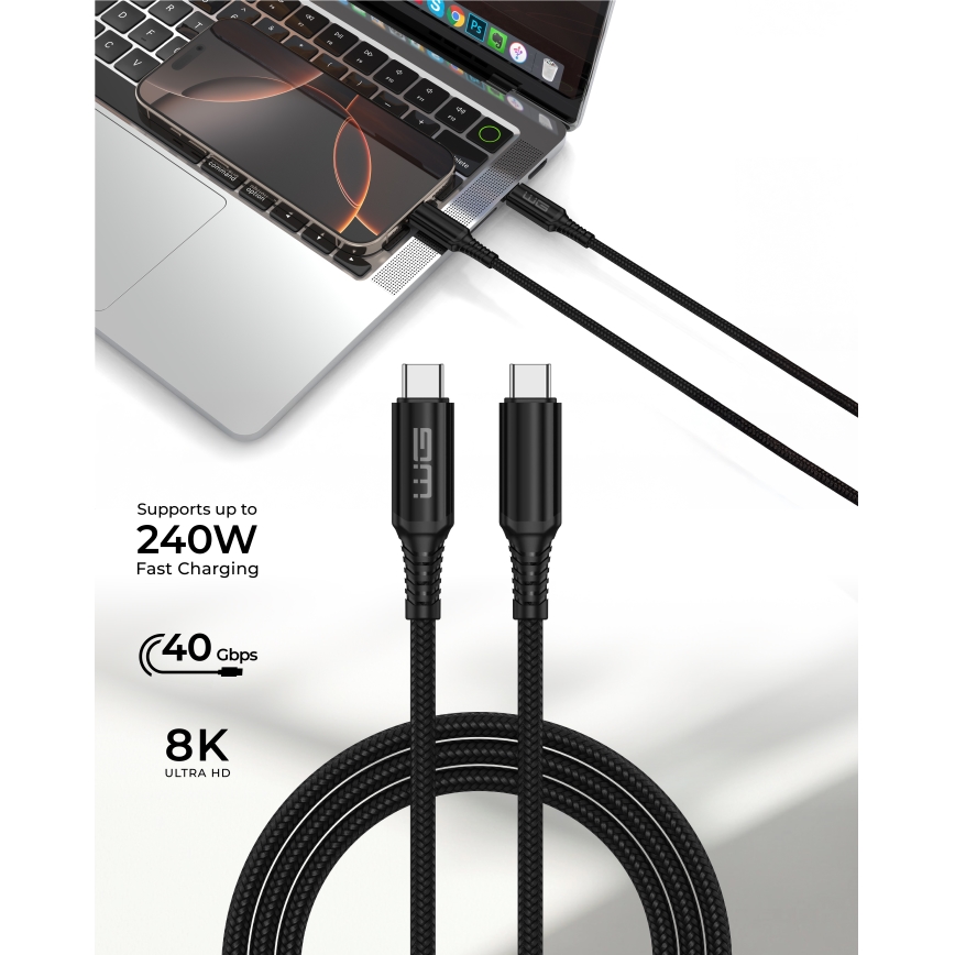 Winner Group - USB kabel USB-C / USB-C 240W 1m črna