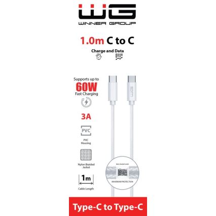 Winner Group - USB kabel USB-C / USB-C 60W 1m bela