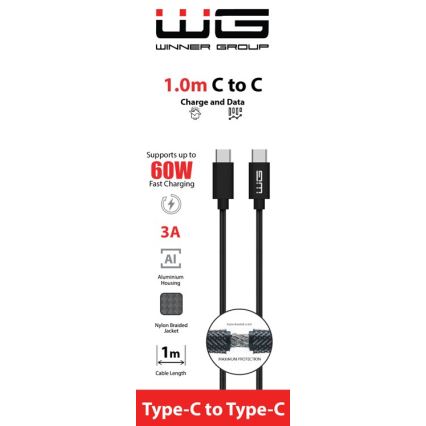 Winner Group - USB kabel USB-C / USB-C 60W 1m črna