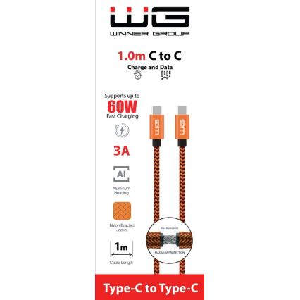 Winner Group - USB kabel USB-C / USB-C 60W 1m oranžna