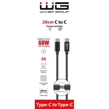 Winner Group - USB kabel USB-C / USB-C 60W 20cm črna