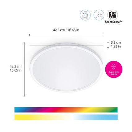 WiZ - LED RGB Zatemnitvena stropna svetilka SUPERSLIM LED/22W/230V 2700-6500K Wi-Fi bela