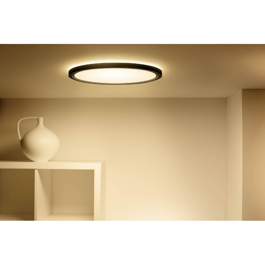 WiZ - LED RGB Zatemnitvena stropna svetilka SUPERSLIM LED/22W/230V 2700-6500K Wi-Fi črna