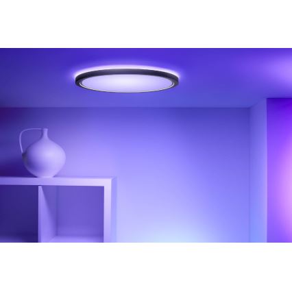 WiZ - LED RGB Zatemnitvena stropna svetilka SUPERSLIM LED/22W/230V 2700-6500K Wi-Fi črna