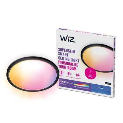 WiZ - LED RGB Zatemnitvena stropna svetilka SUPERSLIM LED/22W/230V 2700-6500K Wi-Fi črna