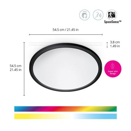 WiZ - LED RGB Zatemnitvena stropna svetilka SUPERSLIM LED/32W/230V 2700-6500K Wi-Fi črna