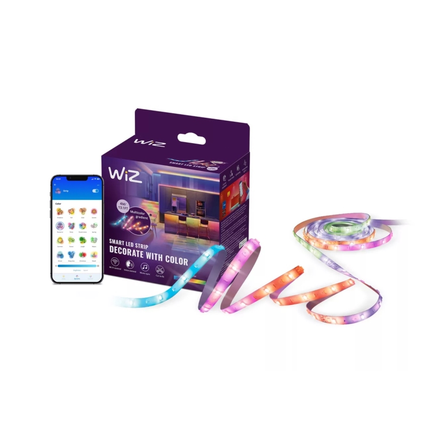 WiZ - LED RGBIC zatemljiv trak 4m LED/10,2W/5V 2700-6500K Wi-Fi