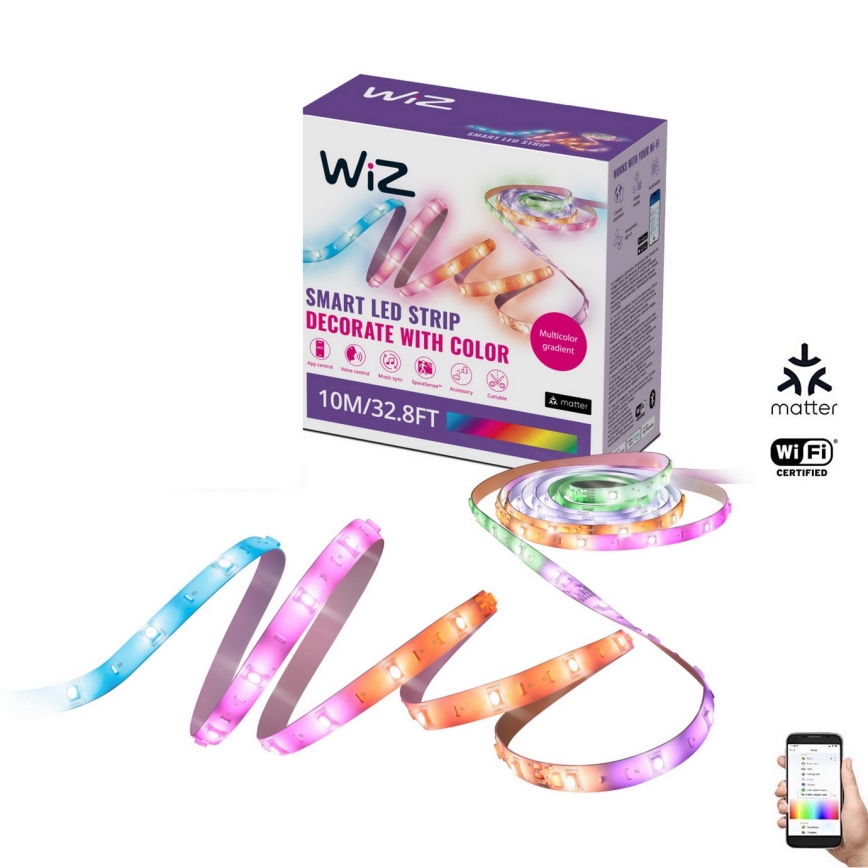 WiZ - LED RGBIC Zatemnitveni trak 10m LED/21W/230V 2700-6500K Wi-Fi