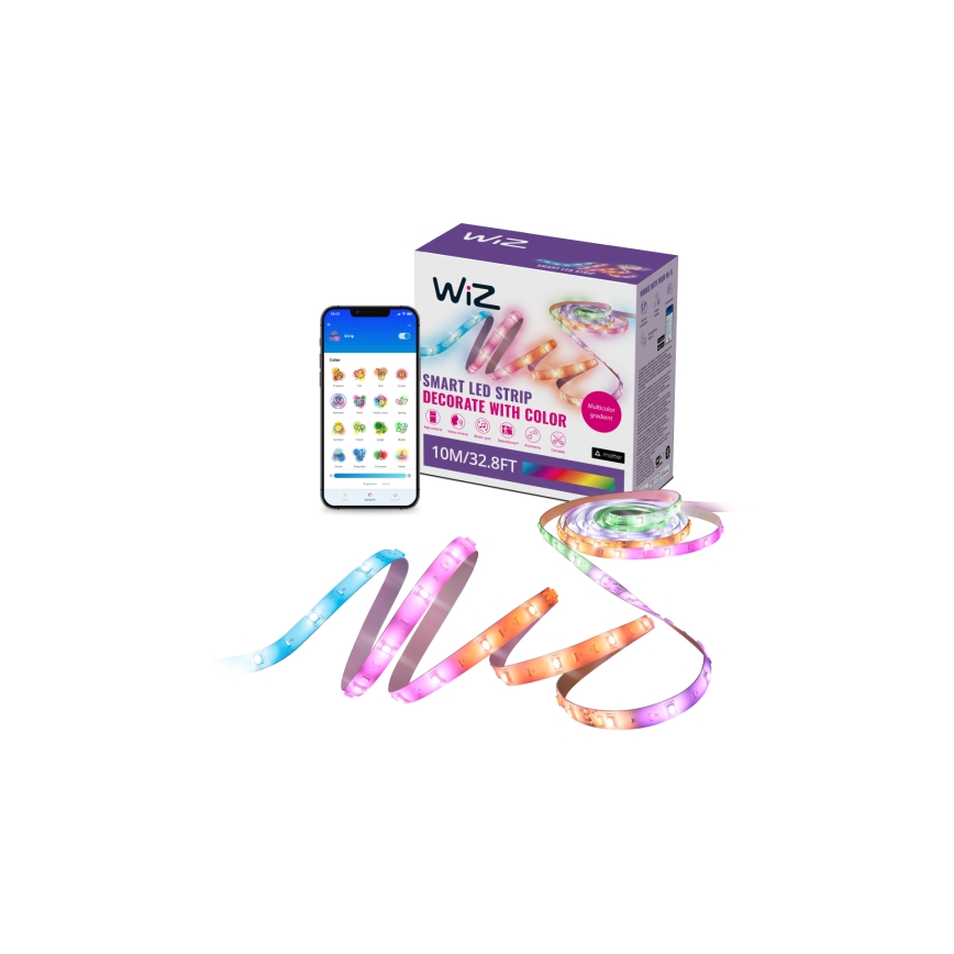 WiZ - LED RGBIC zatemnljiv trak 10m LED/21W/230V 2700-6500K Wi-Fi