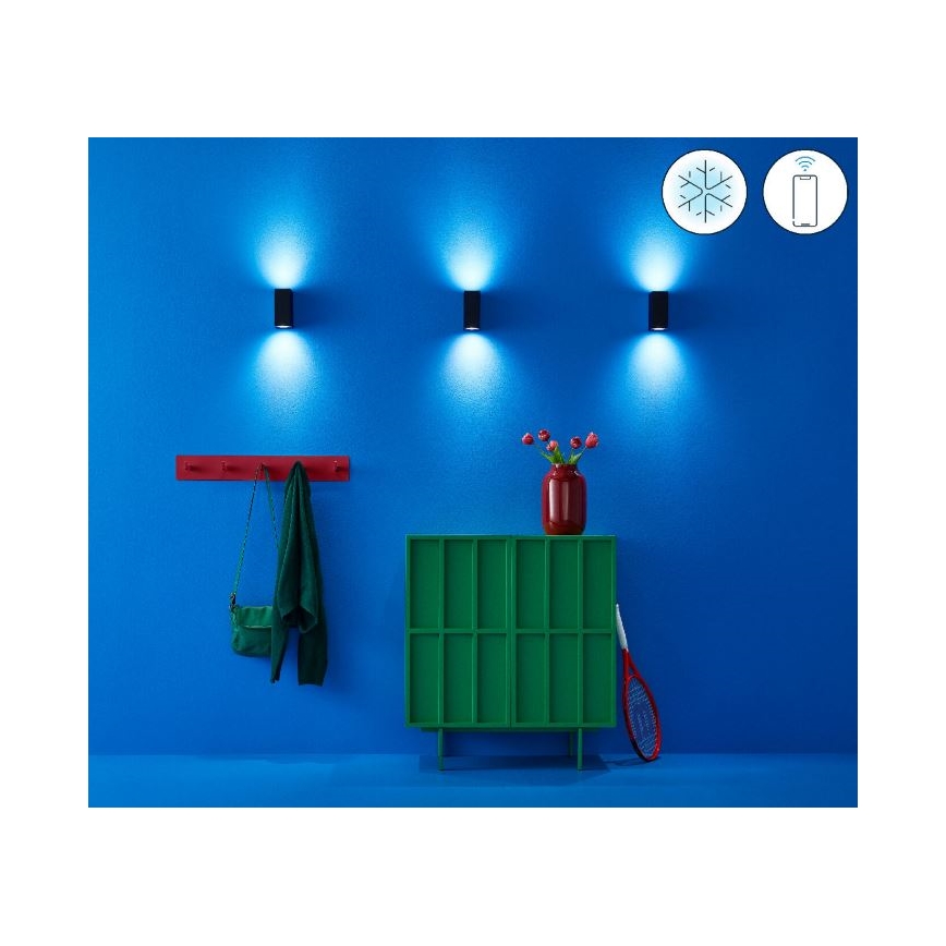 WiZ -LED RGBW Zatemnitvena stenska svetilka UP&DOWN 2xGU10/4,7W/230V 2200-6500K Wi-Fi CRI 90 črna