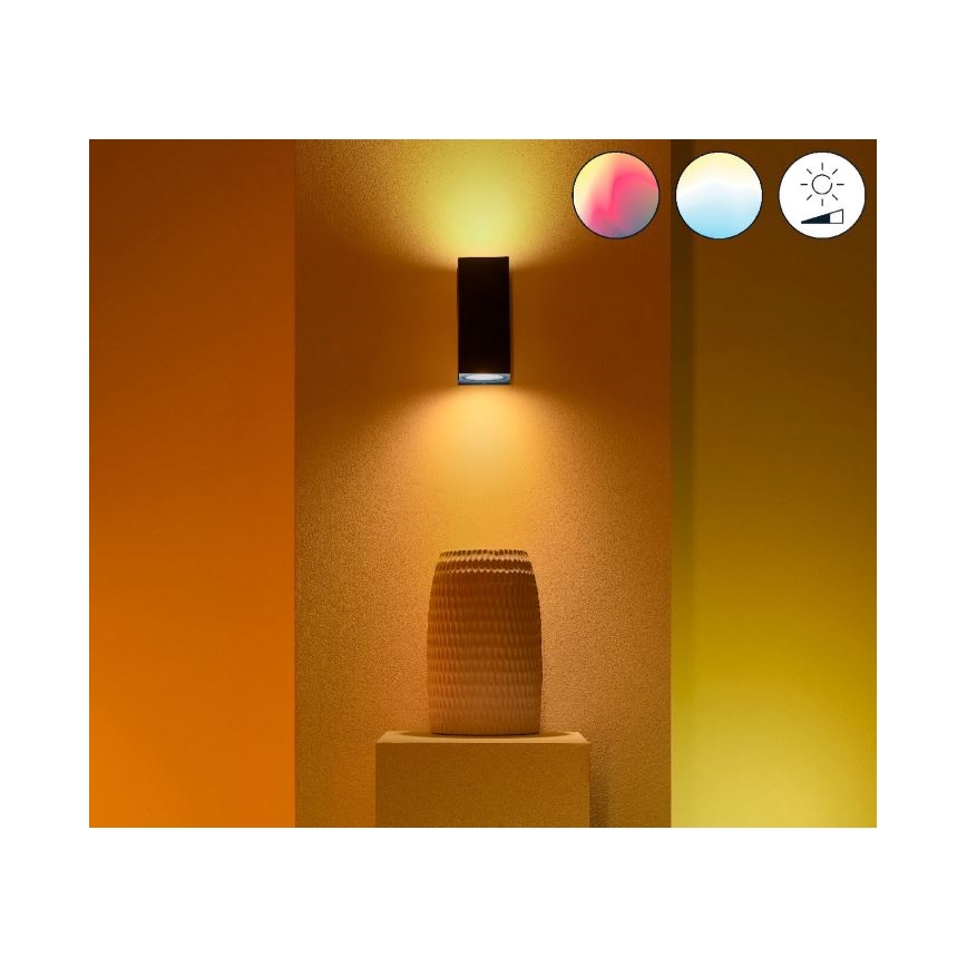 WiZ -LED RGBW Zatemnitvena stenska svetilka UP&DOWN 2xGU10/4,7W/230V 2200-6500K Wi-Fi CRI 90 črna