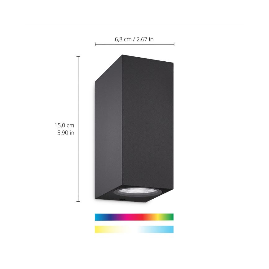 WiZ -LED RGBW Zatemnitvena stenska svetilka UP&DOWN 2xGU10/4,7W/230V 2200-6500K Wi-Fi CRI 90 črna