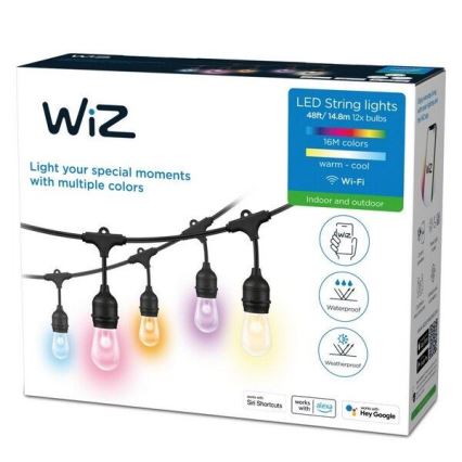 WiZ - LED RGBW Zatemnitvena zunanja veriga 12xLED 14,4m IP65 2700-5000K Wi-Fi